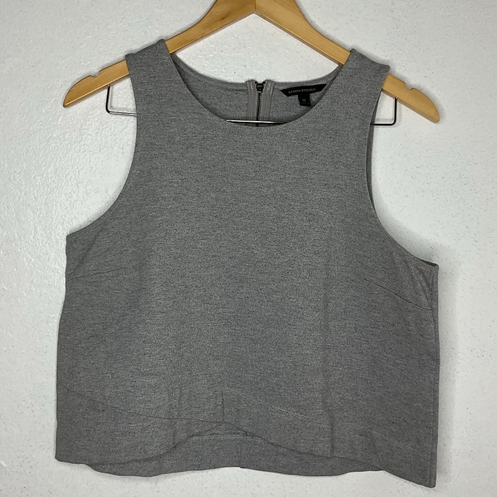 Banana Republic Heather Gray Cropped Sleeveless Top Sz M Scandinavian Minimalist